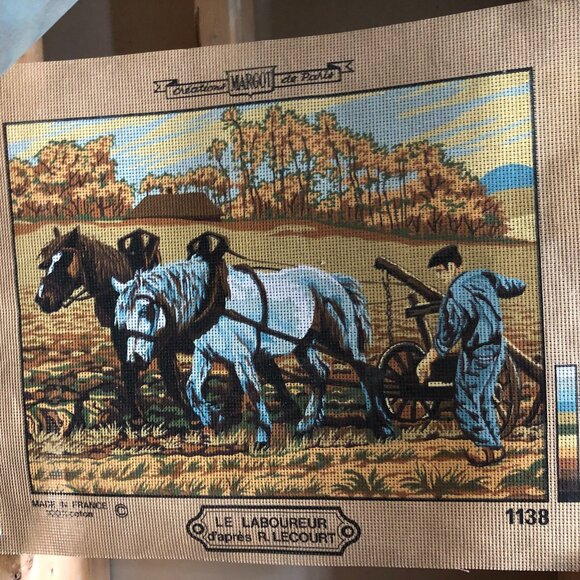Vintage Margot Creations de Paris Needlepoint Les Labours Made in France - Picture 1 of 3